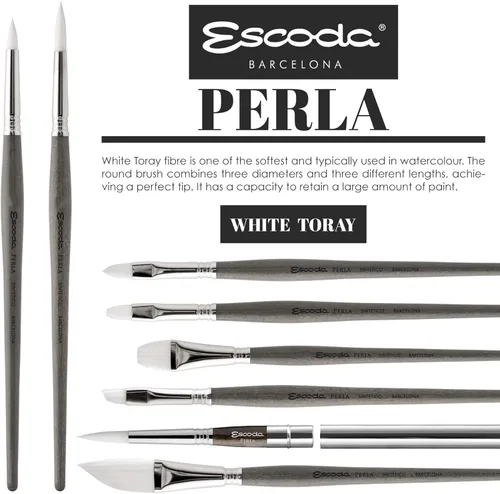 Miniatura 4 de Escoda Art Products 1430-8 Escoda Perla Series, 8, filamento sintético blanco Toray