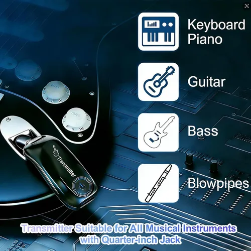 Miniatura 5 de Sistema de guitarra inalámbrica, transmisor y receptor de audio de carga, rango de 100 pies, para práctica de enseñanza de instrumentos, conciertos