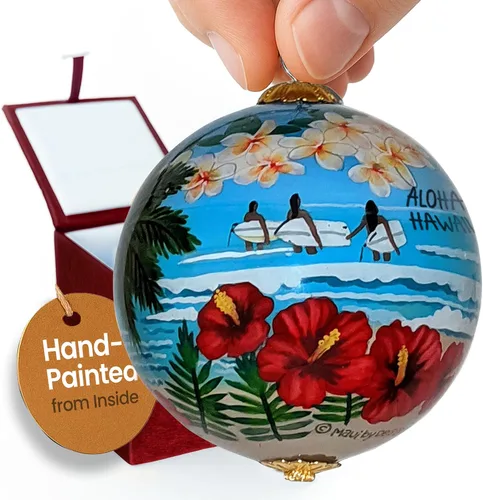 Miniatura 19 de Adorno coleccionable de tortugas marinas hawaianas coleccionables, pintado a mano desde el interior del cristal TA/H 2-Multicolor