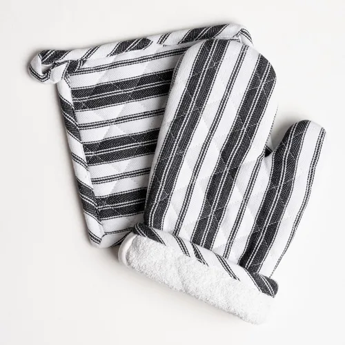 Miniatura 9 de Juego de guantes de horno y soportes para ollas - Guantes resistentes al calor duraderos - Mitones gruesos para cocina - Adecuados para cocinar