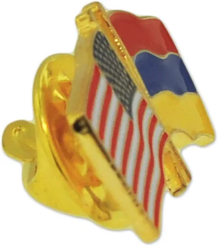 Miniatura 177 de PinMart Pin de solapa esmaltado con bandera de la amistad cruzada de Estados Unidos y el mundo