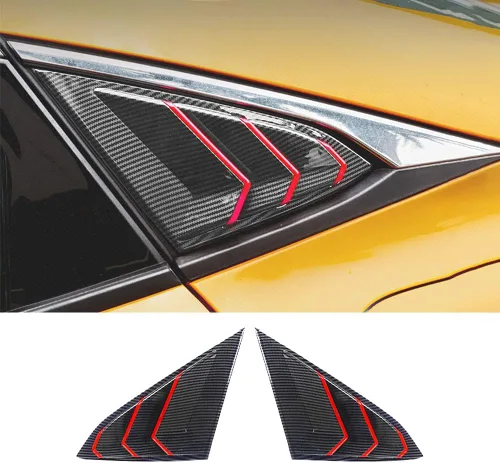 Miniatura 14 de Persianas de fibra de carbono ABS con impresión de fibra de carbono para ventana lateral trasera, rejillas de ventilación de aire, para Honda Civic