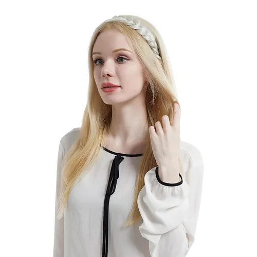 Miniatura 6 de Diadema Trenzada de 2 Hebras Despeinada Clásica Gruesa Trenzas Anchas Elástica Extensible de Calidad Sintética Diadema Trenzada para Mujeres Niñas