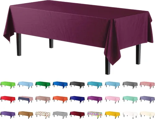 Miniatura 61 de Party Solids Paquete de 4 manteles de plástico color azul aguamarina, 54 x 108 pulgadas, mantel desechable para fiestas y pícnics