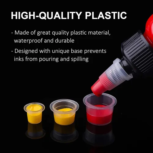 Miniatura 4 de Autdor Tapas de tinta pequeñas – 200 piezas de vasos de pigmento de tatuaje, vasos desechables de tinta de tatuaje para Microblading, maquillaje