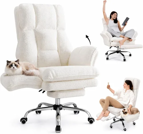 Miniatura 12 de HOMRELEXA Silla de oficina con patas cruzadas, silla de escritorio ergonómica cruzada en nube, silla de meditación con ruedas, asiento ajustable