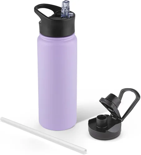Miniatura 82 de Botella de agua aislada de 64 onzas con tapas de pajita y boquilla, jarra de agua de acero inoxidable de medio galón con mango de paracord, vacío