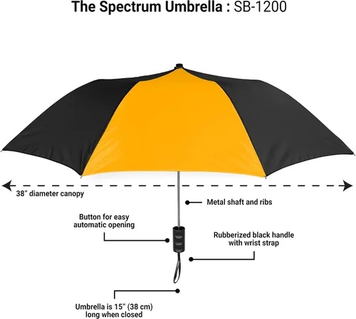 Miniatura 45 de STROMBERGBRAND UMBRELLAS The Spectrum Popular Style - Paraguas de viaje compacto de 42 pulgadas para lluvia, viento y sol, resistente y ligero