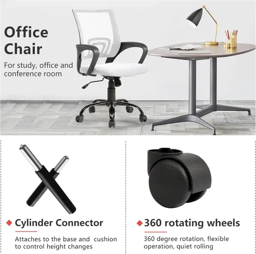 Miniatura 7 de PayLessHere Silla de Oficina para Computadora Ergonómica Económica Silla de Escritorio Ajustable Cómoda de Respaldo Medio con Ruedas Giratoria