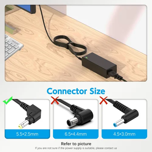 Miniatura 4 de Cable de alimentación de 19 V compatible con monitor HP de 20" 21.5" 23" 23.8" 25" 27"; 22cwa 25vx 22bw 23bw 23cw 24ea 24es 25bw 25es 25xw 27bw 27xi