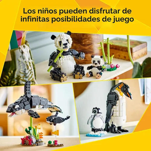 Miniatura 3 de LEGO Creator 3 en 1 Familia de Pandas Salvajes - Kit de Juguetes de Construcción para Niños con 3 Opciones de Construcción, Panda, Pingüino o Orca