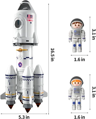 Miniatura 7 de Transbordador espacial, cohete de juguete para niños de 3, 4, 5, 6, 7, 8 y 9 años, juguetes educativos 5 en 1 de ciencia STEM aeroespacial con 2
