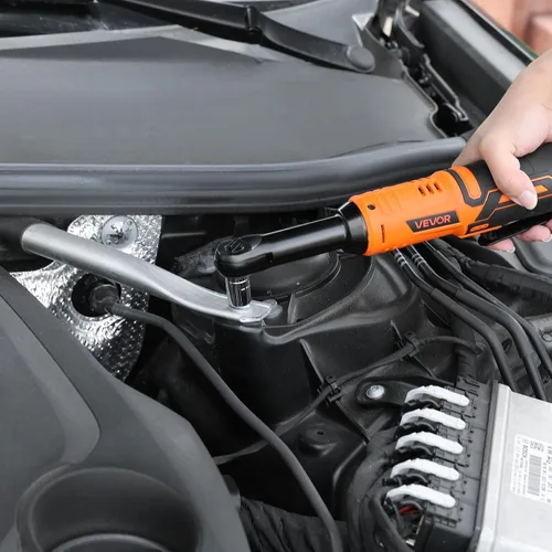 Miniatura 8 de VEVOR Llave de trinquete inalámbrica, accionamiento de 3/8 pulg., 240 RPM, hasta 33 pies/libra de torque, juego de llave de trinquete eléctrica