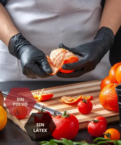Miniatura 4 de NEOTRIL Guantes Desechables de Nitrilo Negro Resistente, Sin Polvo de Látex, Guantes de Goma con Agarre Texturizado para Cocina y Mecánica