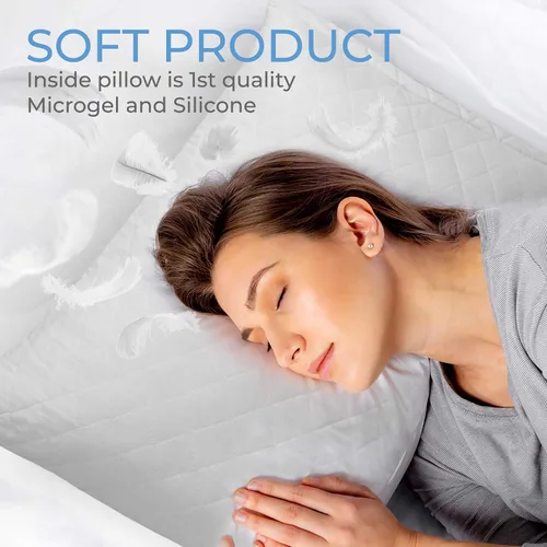 Miniatura 4 de Diamond Elegant - Juego de 4 almohadas de cama para dormir, tamaño Queen, almohadas de hotel para dormir de lado y boca abajo, funda 100% algodón