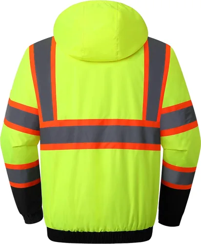 Miniatura 2 de JKSafety Chaqueta bomber de seguridad de alta visibilidad para hombres y mujeres Chaqueta de seguridad de invierno duradera e impermeable