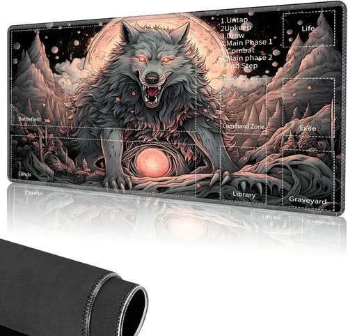 Miniatura 33 de Tapete de juego para MTG, tapete de juego de cartas cosido con zona mágica para juegos de cartas MTG, (17.4 x 13.8 pulgadas), tapete de juego