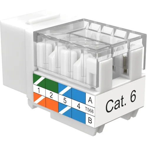 Miniatura 7 de SATMAXIMUM Paquete de 10 conectores de pared Ethernet Keystone Cat6 RJ45 Punch Down Slim Profile UTP blanco, 45 grados para panel de conexión