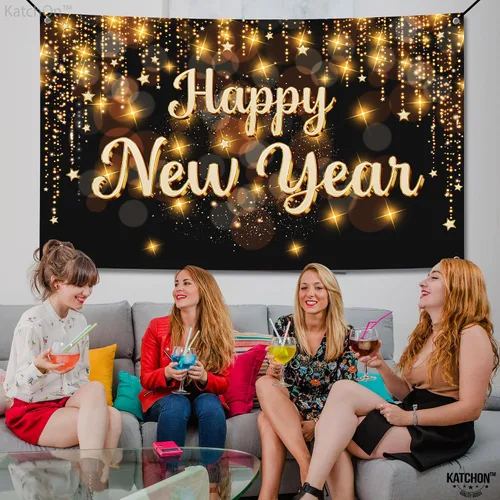 Miniatura 6 de KatchOn, Banner de Feliz Año Nuevo 2026 - XtraLarge 72x44 Pulgadas Telón de Fondo de Feliz Año Nuevo para Decoraciones de Año Nuevo 2026 Banner