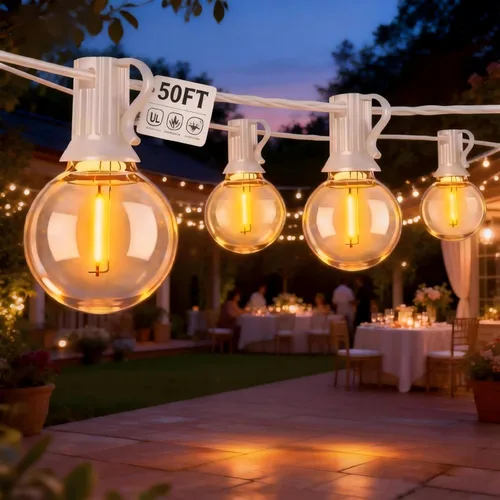 Miniatura 15 de Abeja - Cadena de luces para exteriores, de 25 pies con bombillas LED G40 tipo globo con 27 bombillas de plástico Edison (2 de repuesto), luces