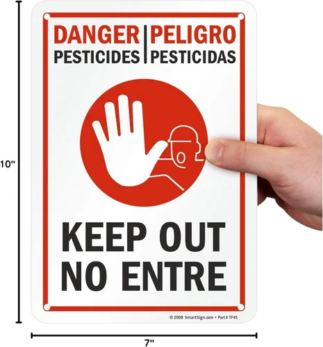 Miniatura 6 de SmartSign Letrero bilingüe "Peligro - Pesticidas, Keep Out" Aluminio de 7 x 10 pulgadas