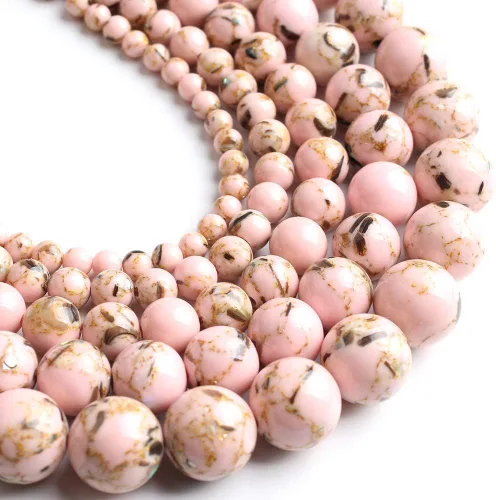 Miniatura 48 de 60 cuentas de turquesa de concha blanca, cuentas redondas sueltas de piedra natural de 0.236 pulgadas para hacer joyas, aretes, collares, Turquesa
