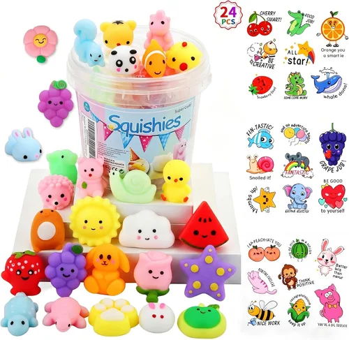 Miniatura 8 de KINGYAO Squishies juguete blando 24 piezas, recuerdos de fiesta para niños, juguete blando Mochi, juguete moji para niños, mini juguetes Kawaii