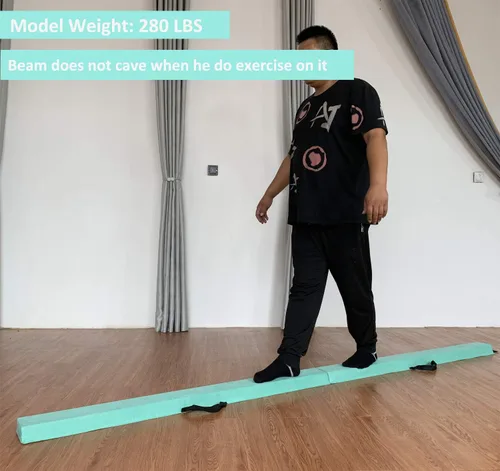 Miniatura 2 de MARFULA Viga de Gimnasia Plegable de 6 PIES / 8 PIES / 9 PIES Viga de Equilibrio de Espuma para Suelo - Extra Firme - Cubierta de Gamuza - Parte