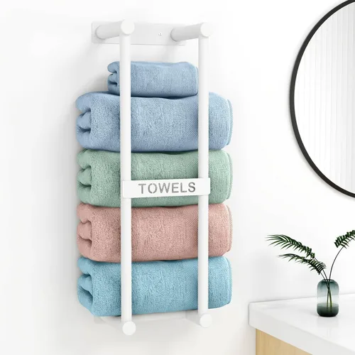 Miniatura 12 de STWWO Toallero para Baño Montado en Pared, Toallero de Pared de 22 Pulgadas para Toallas Enrolladas, Almacenamiento de Toallas para Baño Pequeño