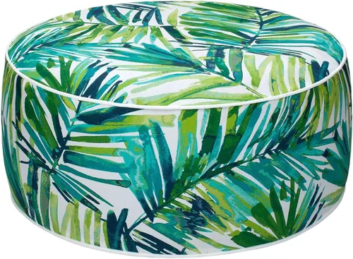 Miniatura 8 de Magpie Fabrics Taburete inflable otomano de 20 pulgadas de diámetro x 9 pulgadas de alto, reposapiés redondo para exteriores con bomba de pie, Verde