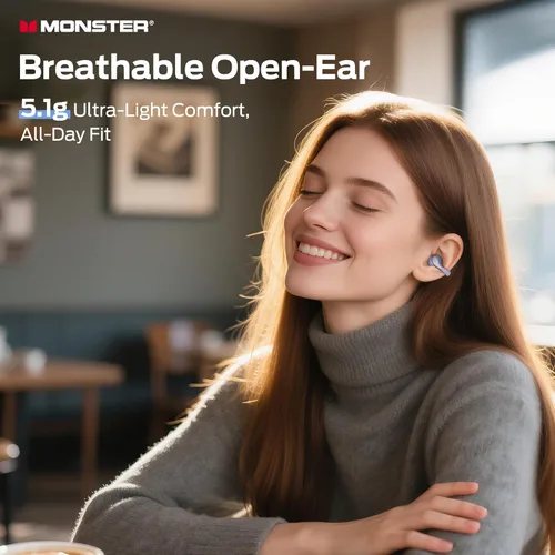 Miniatura 14 de Auriculares Monster Open Ear AC225, auriculares Bluetooth 6.0 inalámbricos, sonido estéreo, cómodos y ligeros con clip para la oreja y micrófono ENC