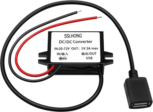 Miniatura 7 de Convertidor de adaptador de corriente CC CC 20-72V a 5V Salida micro USB 12V 24V 36V 48V 60V a 5V 3A 15W módulo reductor impermeable transformador