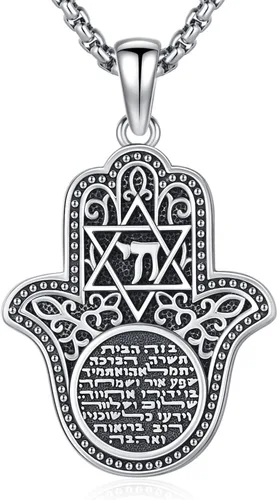 Miniatura 94 de Aniu Joyería de plata de ley 925 Hamsa de Fátima para mujer con circonita cúbica, viene con caja de regalo negra