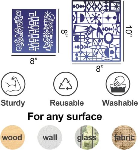 Miniatura 2 de Plantillas para manualidades, plantillas de textura reutilizables, plantilla geométrica para pintar en madera, muebles, tarjeta, lona, papel, álbum