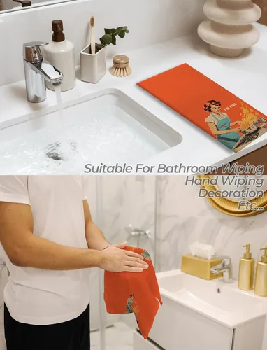 Miniatura 6 de Toallas de Cocina Divertidas "I'm Fine", Toallas Decorativas de Cocina y Té Estilo Ama de Casa Retro de los 50s, Toallas de Mano de Humor Sarcástico