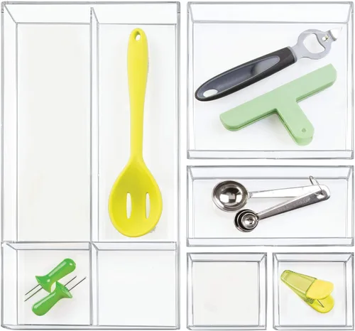 Miniatura 5 de Organizador Clarity de InterDesign para tocador, adecuado para cosméticos y productos de belleza, 8 x 12 x 2 pulgadas, transparente