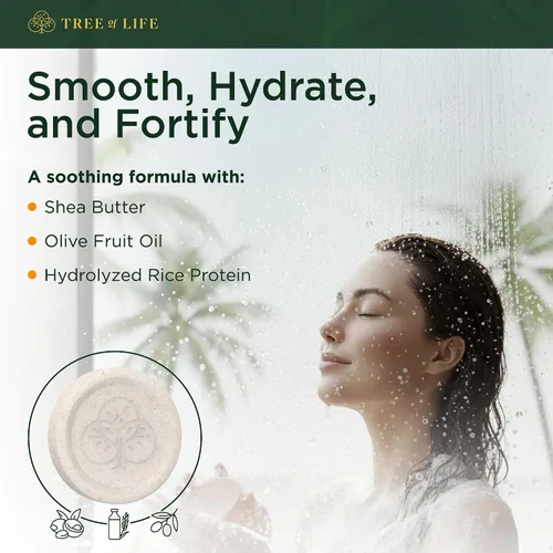 Miniatura 3 de Tree of Life Barra de acondicionador de agua de arroz, cuidado del cabello con proteína de arroz sin sulfato que fortalece, repara y proporciona