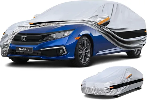 Funda impermeable de 10 capas para auto sedán, para todo tipo de clima, 100% impermeable, protección contra el polvo, la lluvia, la nieve y los Gris