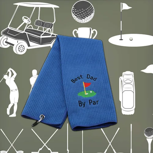 Miniatura 8 de JXGZSO Toalla de golf bordada para papá, toalla de golf bordada con clip (Best Dad by par)