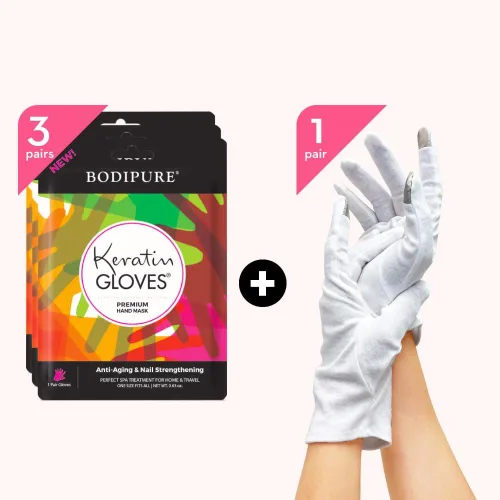 Miniatura 3 de Bodipure Paquete de 3 guantes de queratina para mascarilla de mano premium, paquete de 3 guantes hidratantes para manos secas y agrietadas y guantes
