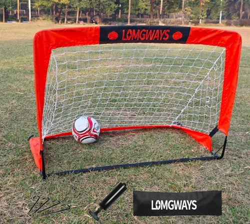 LOMGWAYS Soccer Goal – Foldable Frame Net for Kids + Youth – Indoor + Outdoor Soccer Goal with Carry Bag – Easy Set up – Multiple Sizes for Practice