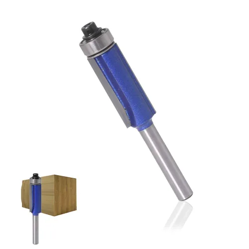 Miniatura 6 de Wolfride Juego de 4 brocas de enrutador de corte a ras 1/4 pulg. con cojinete superior Broca de enrutador de corte a ras con cojinete superior