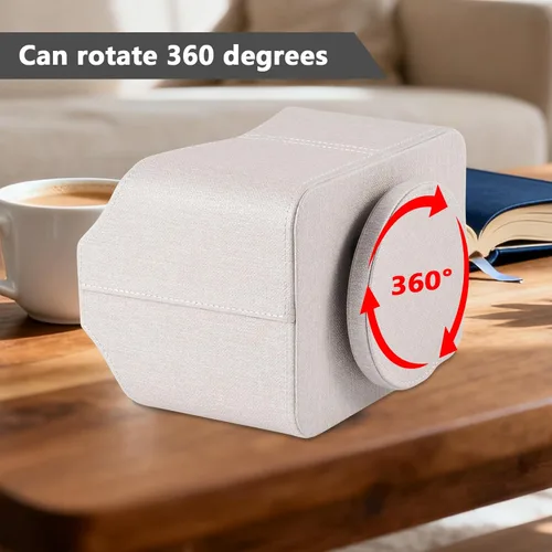 Miniatura 6 de Soporte de cuero para control remoto giratorio de 360 grados, organizador giratorio de escritorio para mandos a distancia de TV, bolígrafo, Beige