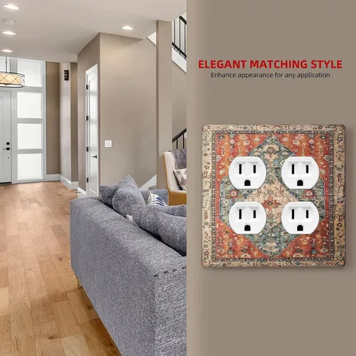 Miniatura 1294 de Placa Decorativa de Pared de Granja Rústica con Cuerno de Madera para Puerta de Granero 1 Banda Duplex Cubiertas de Toma Eléctrica Soltera