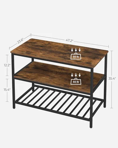 Miniatura 3 de VASAGLE UKKI01BX - Isla de cocina con 3 estantes, estante de cocina de 47.2 pulgadas de ancho con gran encimera, estructura de acero estable, diseño