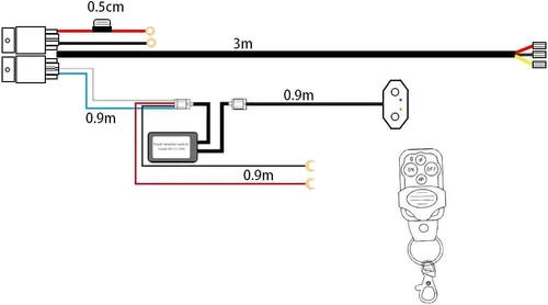 Miniatura 7 de Kit de arnés de cableado de doble color/haz alto y bajo con control remoto DC12V Máximo 300W 40A Luces LED Cable de núcleo de 14AWG Arnés
