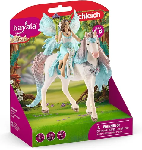 Schleich Bayala - Figura de hada Eyela de 3 piezas con figura de unicornio de princesa, figura de hadas de fantasía con varita mágica, juguete
