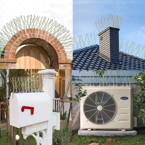 Miniatura 6 de PANGCH Púas de pájaro, púas de acero inoxidable para pájaros, picos de metal para pájaros, picos de valla fáciles de instalar, 10 tiras de cobertura