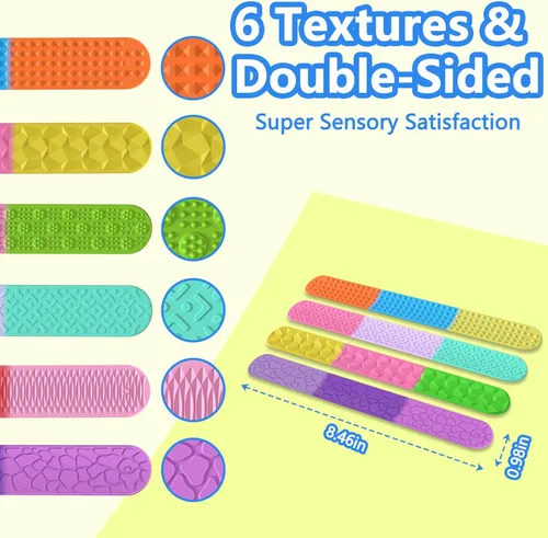 Miniatura 4 de Pulseras de silicona texturizada, juguetes sensoriales para niños y adultos, herramientas calmantes para autismo, TDAH, ansiedad y estrés, juguetes