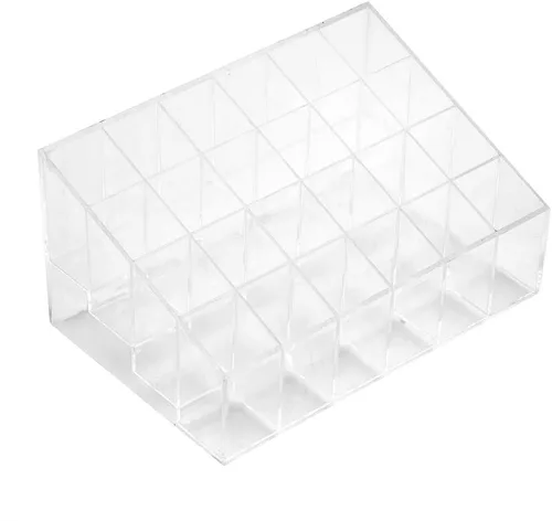 Organizador de lápiz labial con 24 ranuras para cajón, organizador de brillo de labios acrílico transparente, estuche de exhibición de esmalte de